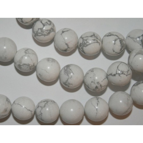 Perle Howlite blanche ronde 12mm. La perle