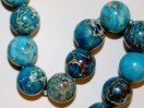 Perle Howlite bleue ronde 14mm. La perle