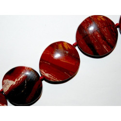 Perle Jaspe rouge pastille 26 à 30mm. La perle