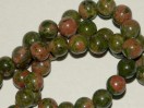 Perle Unakite ronde. La perle