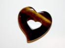 Perle Oeil de Tigre pendentif coeur 30mm. Pièce unique