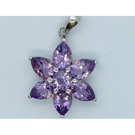 Pendentif Améthyste fleur facettée sur argent