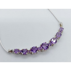 Collier perles améthystes facettées