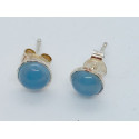 Puces Agate bleue sertie sur argent