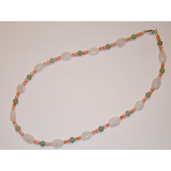 Collier Corail Aventurine et Pierre de Lune. Pièce unique