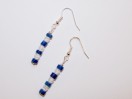 Boucles d'Oreilles Lapis Lazuli et Cristal craquelé. Pièce unique