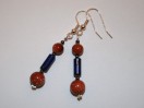 Boucles d'Oreilles Lapis Lazuli Goldstone et Hématite. Pièce unique