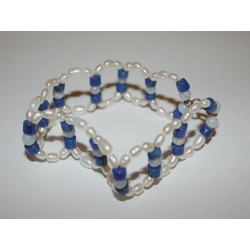 Bracelet Lapis Lazuli, Calcédoine et Perle d'eau douce. Pièce unique