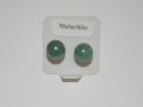 Boucles d'oreilles puces Malachite sur argent . La paire