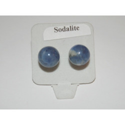 Boucles d'oreilles puces Sodalite 8mm sur argent . La paire