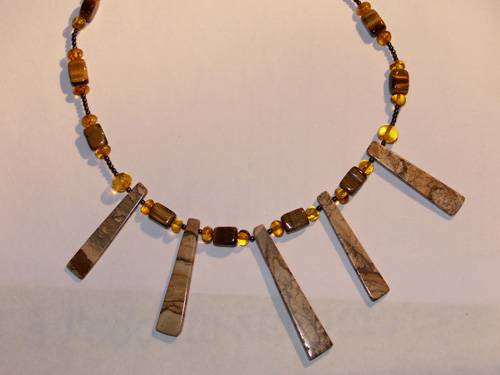 Collier Oeil de Tigre / Ambre / H�matite / Jaspe du Colorado 43